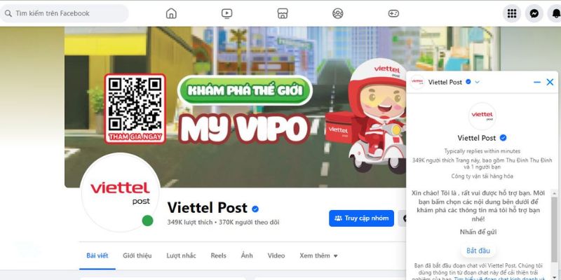 dinh vi buu gui viettel post qua fanpage